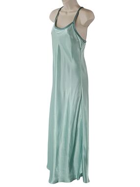 Halston Paled Turquoise Satin Maxi Slip Dress